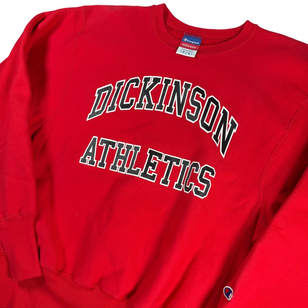 Champion Reverse Weave Sweatshirt Mens Medium Red Dickinson College Pullover EUC